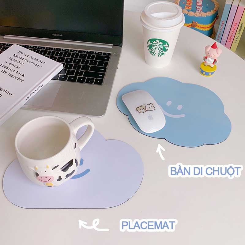 Tấm Lót Chuột Và Bàn Phím Máy Tính Chống Trượt Không Thấm Nước Họa Tiết Đám Mây Dễ Thương