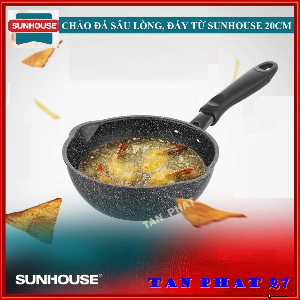 [Mã LIFE020650K giảm 10% đơn 200K] CHẢO SÂU ĐÁY TỪ MIỆNG RÓT SUNHOUSE 20/26/28/30