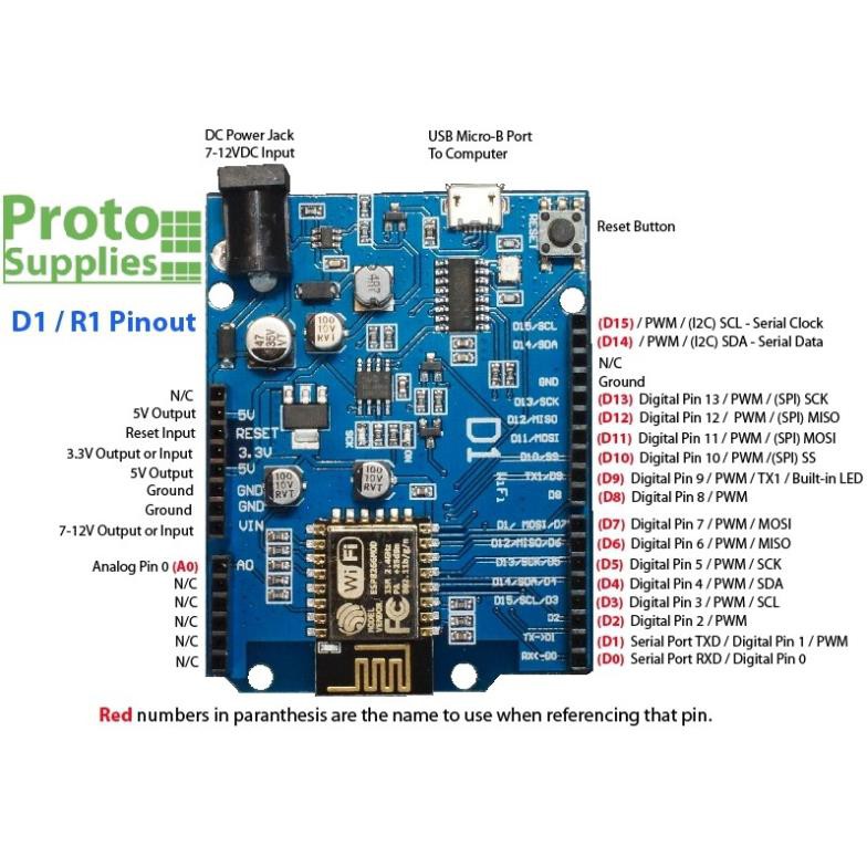 Kit Phát triển ESP8266 NodeMCU Lua WeMos D1 R2 thiết kế giống Arduino Uno