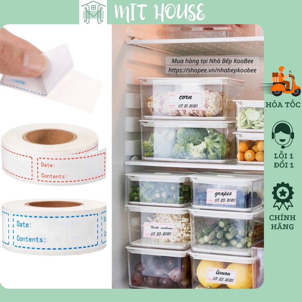 Nhãn dán ghi chú cuộn 125 miếng, giấy nhớ chống thấm nước dán lọ gia vị, hộp đựng đồ ăn, túi đựng thực phẩm