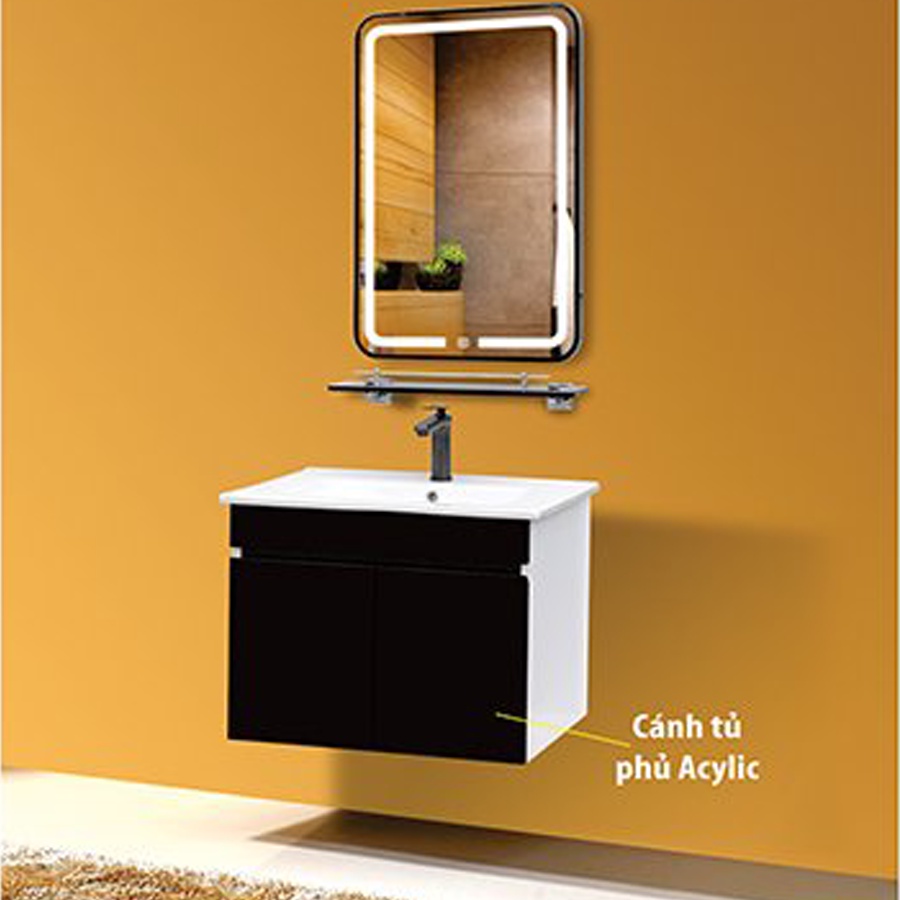 Lavabo Tủ Phòng Tắm Chất Liệu Nhựa PVC Cánh Nhựa Phủ Acylic Cao Cấp Ngang 60cm, Tủ Nhựa Lavabo, Tủ Gương lavabo
