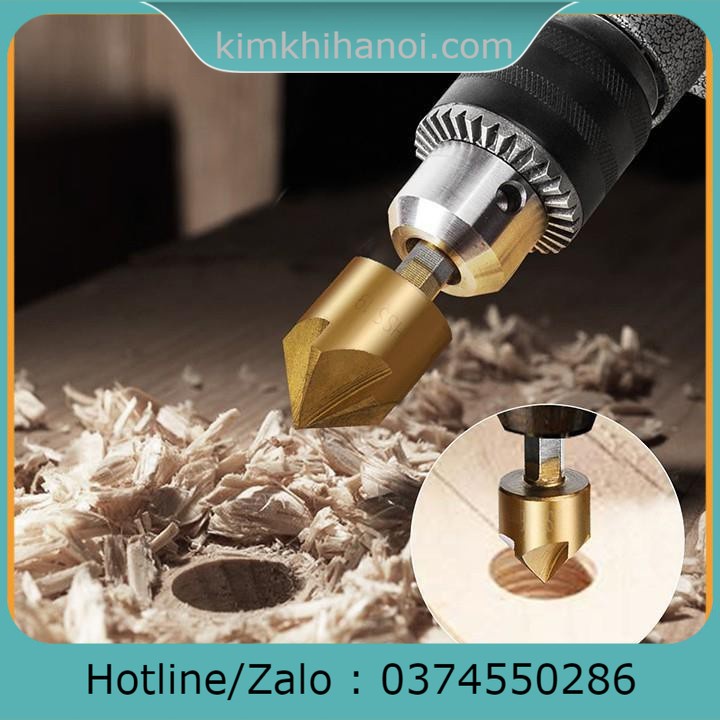 Bộ 6 Mũi Doa Đầu Vít - Doa Lỗ Gỗ phù hợp trong ngành mộc được thiết kế doa nhanh với đầu nón 5 lưỡi phay liên tục