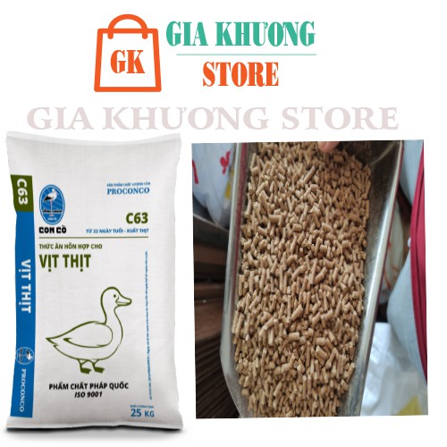 [ Hàng Chính Hãng]  Cám hỗn hợp cho vịt thịt từ 22 ngày tuổi đến xuất thịt ( Cám con cò) C63 ( 1 kg và 5 kg)