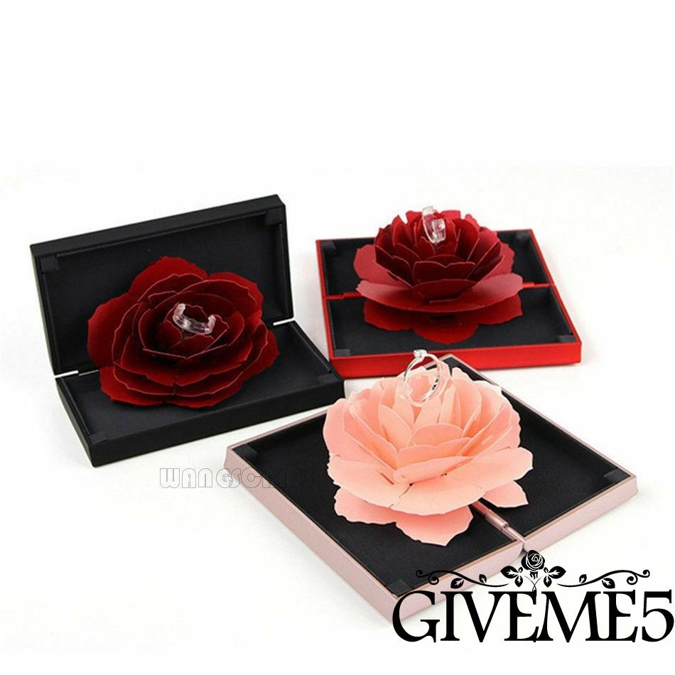 Hộp thiết kế hình hoa hồng đựng nhẫn lãng mạn