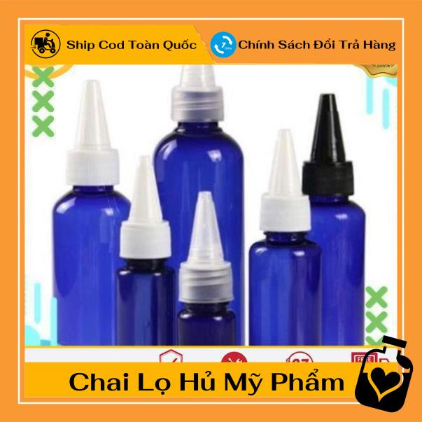 Chai nhựa pet nút nhọn 100ml xanh chiết mỹ phẩm , phụ kiện du lịch , phụ kiện du lịch