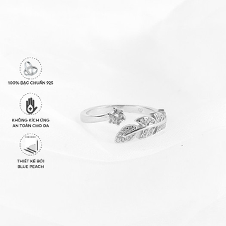Nhẫn Bạc Blue Peach Lá Đá FS NT2029
