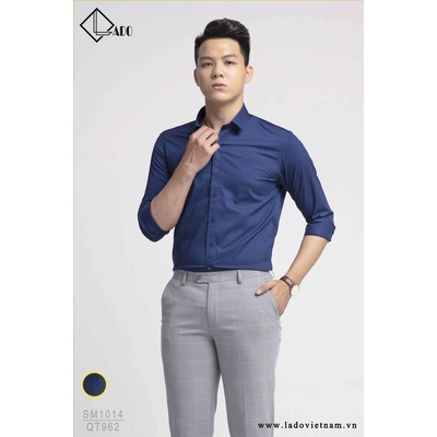 Áo sơ mi trơn bamboo cao cấp dài tay co giãn nhẹ LADO 1014