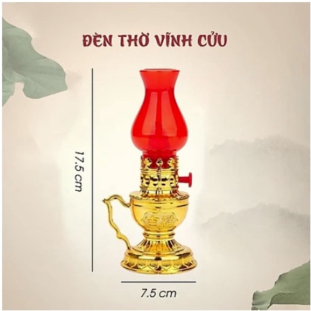 Đèn thờ vĩnh cửu sử dụng pin, đèn để bàn thờ thiết kế cổ kính tăng phần trang nghiêm