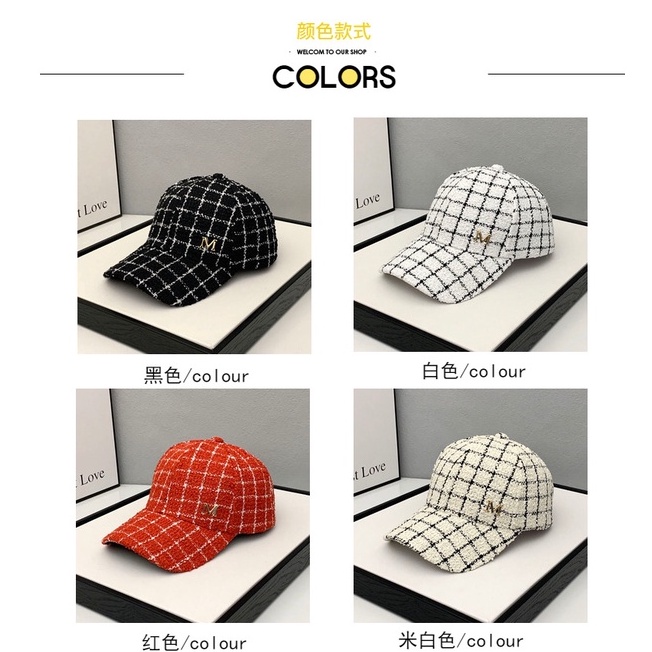 Mũ Lưỡi Trai Họa Tiết Kẻ Sọc Thời Trang Thu Đông Hàn Quốc Mới