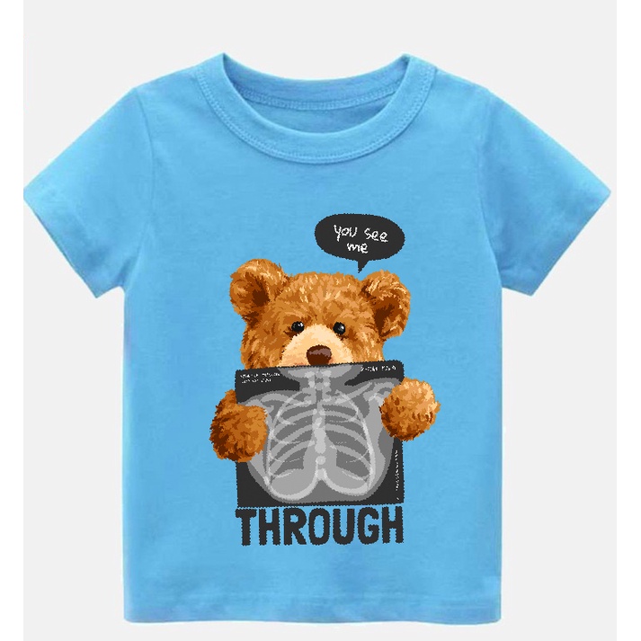 áo thun bé gái bé trai dễ thương in hình gấu dễ thương G01 cotton co giản thoải mái