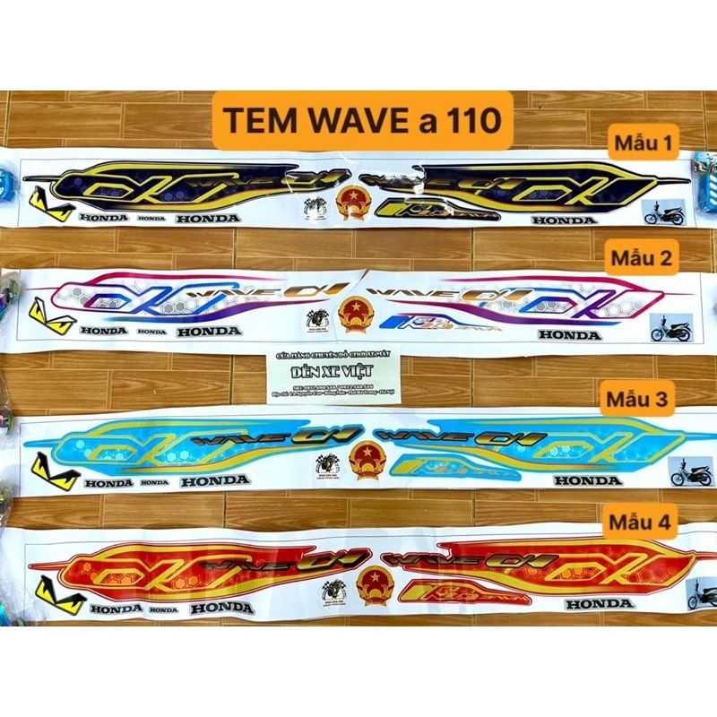 Tem decal rời dán wave a 110 đời 2017 đến 2022 - 4 mẫu tuỳ khách chọn - Cực rẻ đẹp và thời trang - Đèn xe Việt