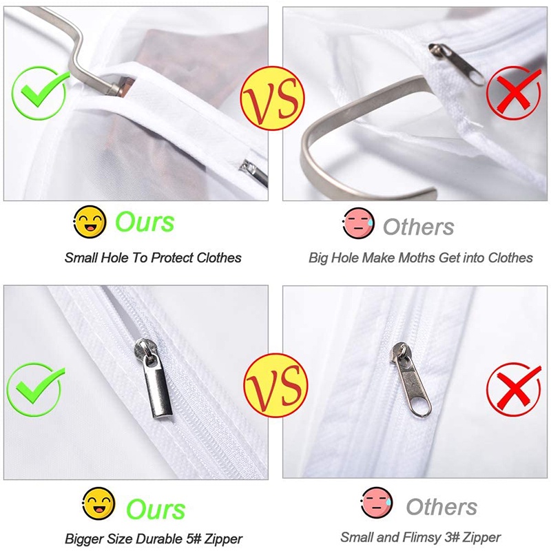 Bộ 6 Túi Khóa Kéo Đựng Quần Áo Màu Trắng Trong Suốt 24'' X40''