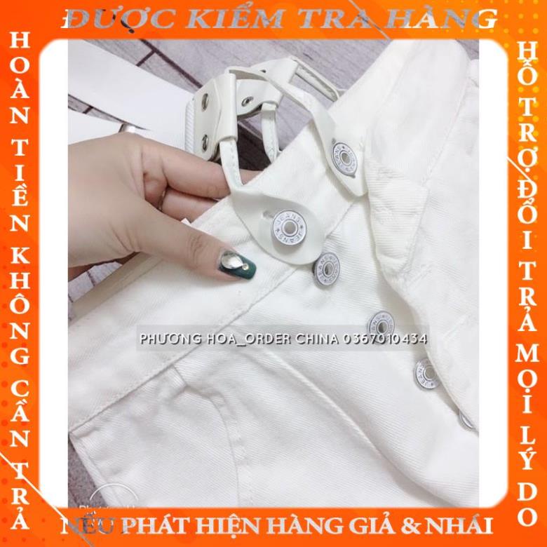 Quần yếm jean nữ ống rộng baggy cá tính dây chéo có thể điều chỉnh QY01 dletuyet