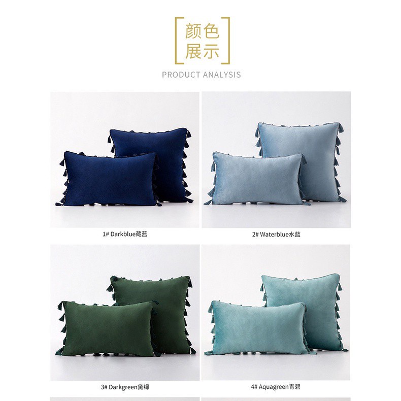 Áo gối vải nhung có khóa kéo trang trí phòng khách đẹp mắt 30x50cm / 45x45cm
