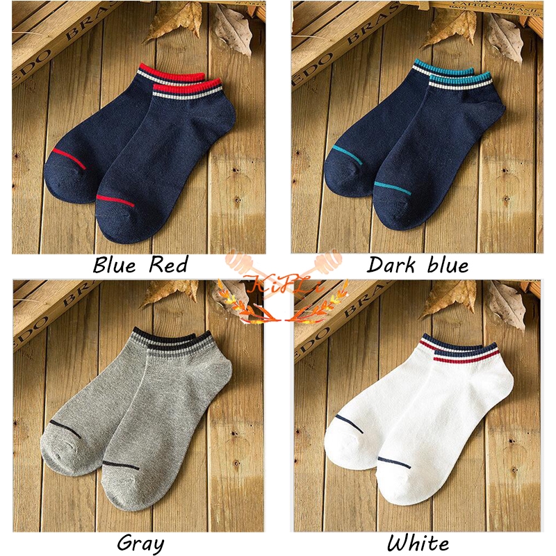 Tất cotton cổ thấp in hoa văn sọc dành cho nam