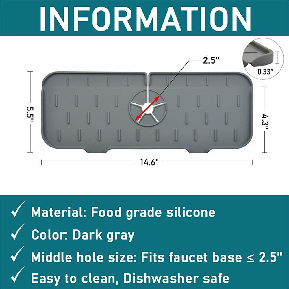 ♫DAPHNE♫ Washable Faucet Absorbent Mat Bathroom Drying Faucet Wraparound Silicone Drain Pad Sink Water Prevent Kitchen Bathroom Accessories Water Splash Guard Dish Drying Pads Splash Catcher/Multicolor
