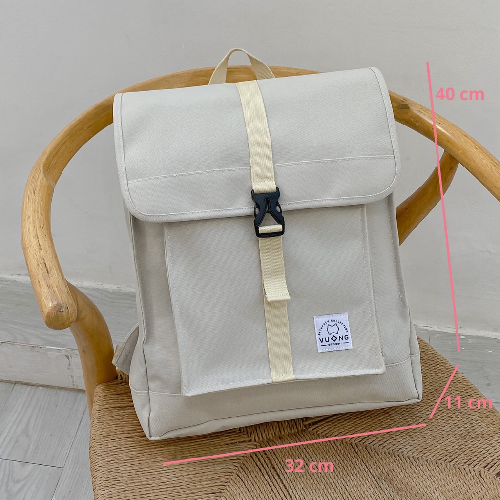 Balo all day Vuông chất vải canvas hàn quốc đựng được laptop 16inch