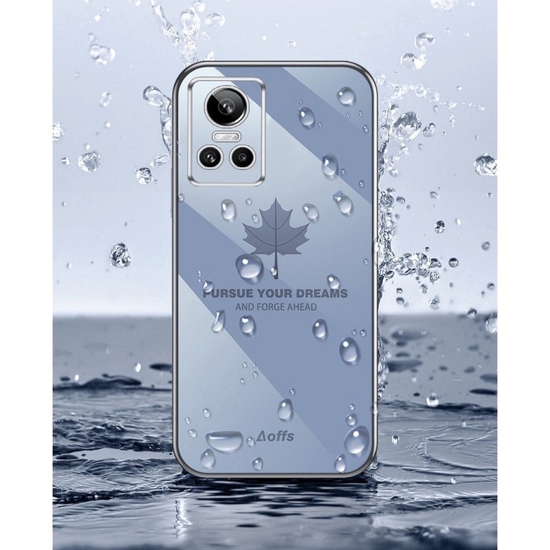 Ốp Điện Thoại Silicon Họa Tiết Lá Phong Mạ Sang Trọng Kèm Dây Đeo Cho Realme GT NEO 3 9i 9 8 Pro Realme 7i 6i 5 C3