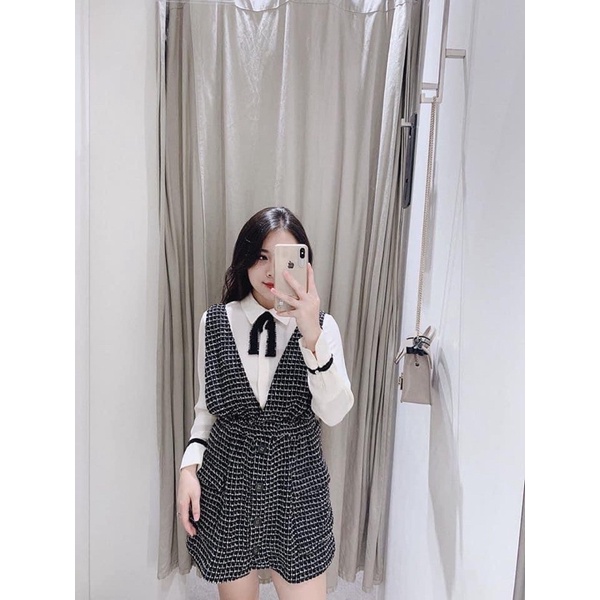 Váy yếm dạ tweed zara new tag