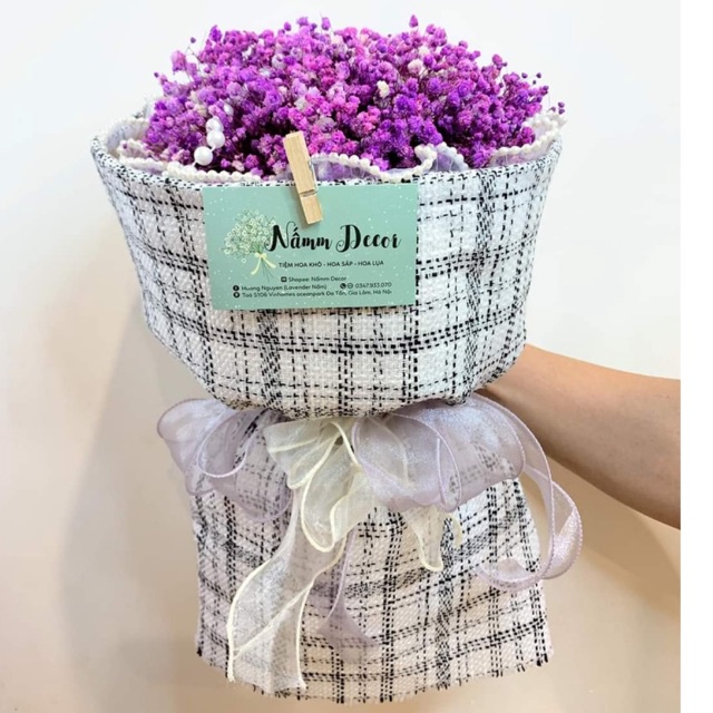 Bó Hoa Baby Khô bó tròn phong cách hiện đại, bó hoa kiểu Hottrend