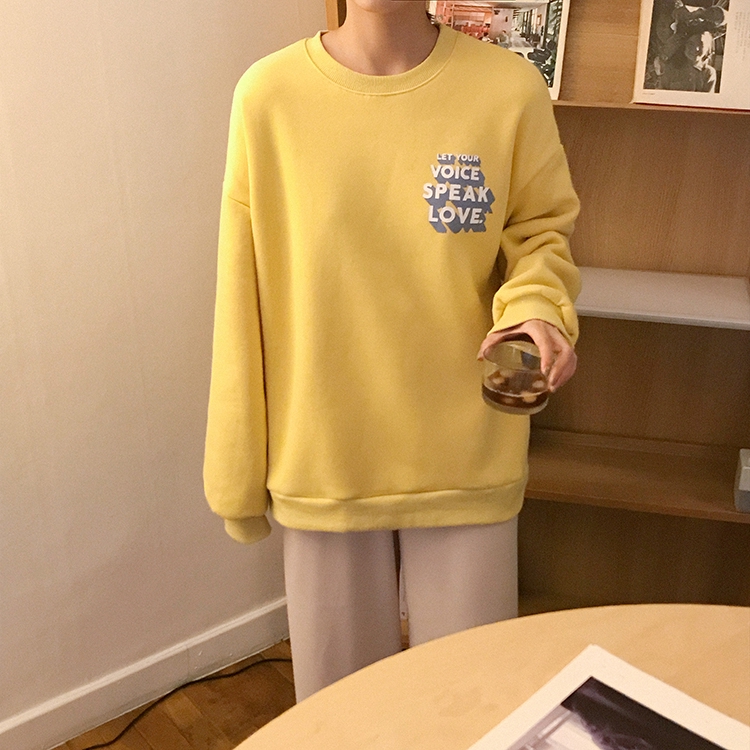 Áo Sweater Cổ Tròn In Hình Dễ Thương