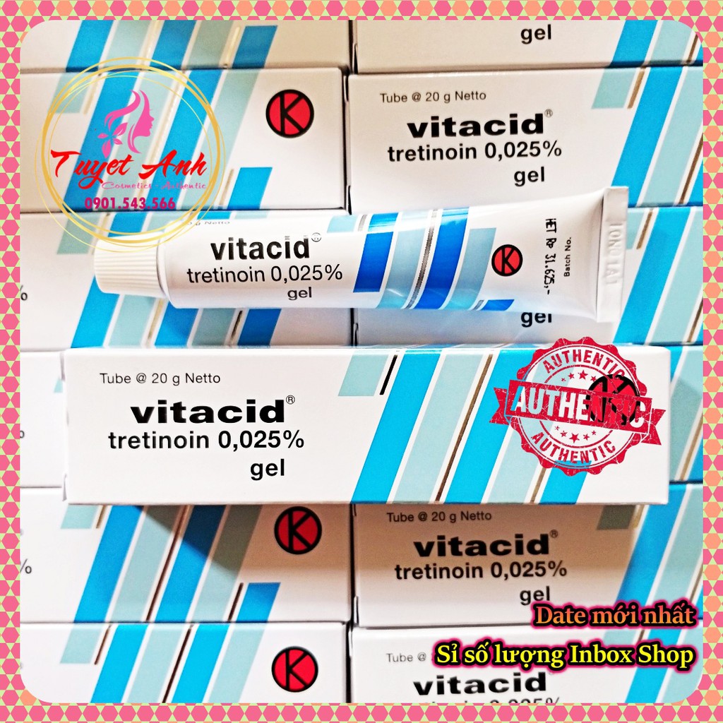 [Auth-Date mới] Tretinoin Vitacid 0.1%, 0.05%, 0.025% - Hỗ trợ giảm mụn, chống lão hóa da. (Cream - Gel)