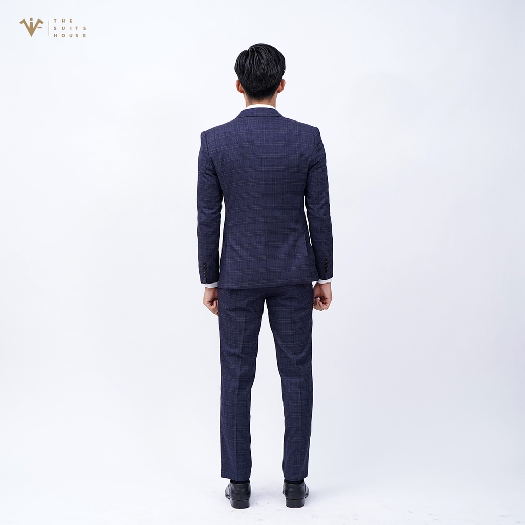 Bộ vest nam xanh xám kẻ ô 1 khuy 2 túi, suits sartorial The Suits House