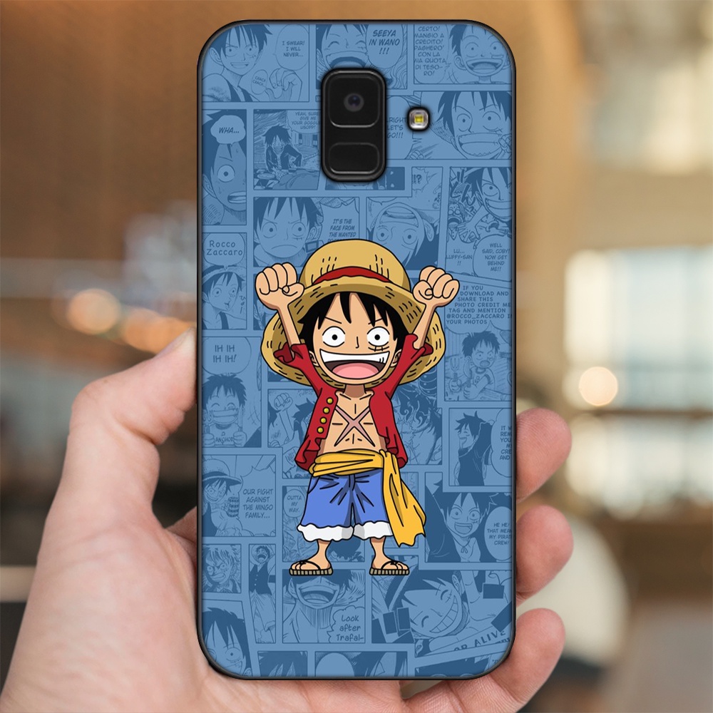Ốp lưng Samsung A5 2018, A6 2018, A8 2018, J6 2018, A8 Plus viền đen in hình Luffy One Piece