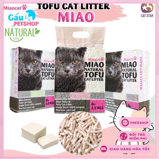 Cát vệ sinh đậu nành cho mèo MIAO NATURAL TOFU 6L - TÚI BỤC CHÂN KHÔNG