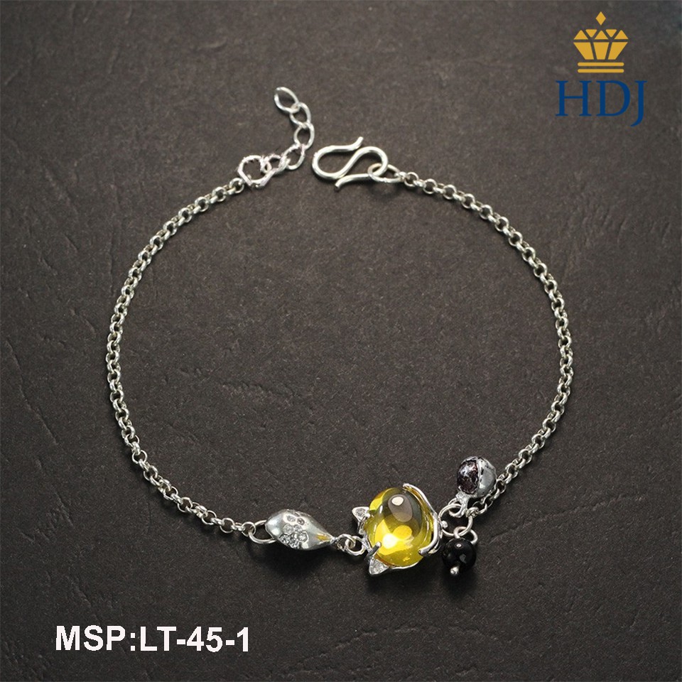 [HOT]Vòng tay Hồ Ly bạc nữ đá vàng đẹp trang sức cao cấp HDJ mã LT-45-1