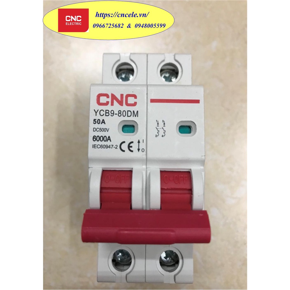 Aptomat một chiều DC loại MCB 2P - 50A; Hãng CNC, Mã YCB9-80DM