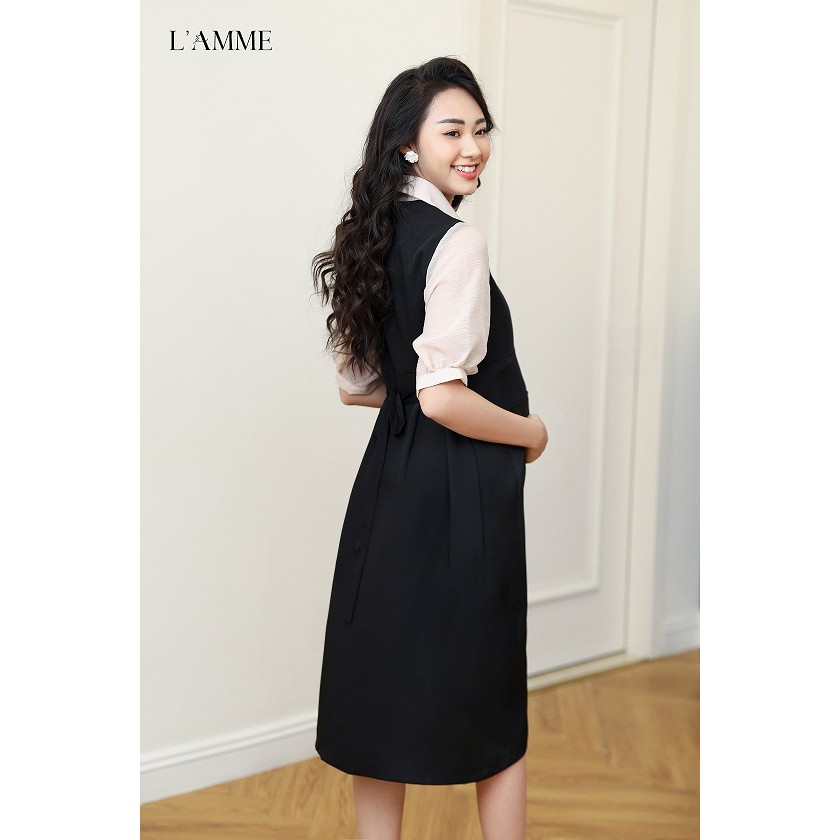 Đầm Bầu Công Sở Nancy Dress Chất Trượt Hàn Phối Tơ Thiết Kế Sang Trọng By LAMME