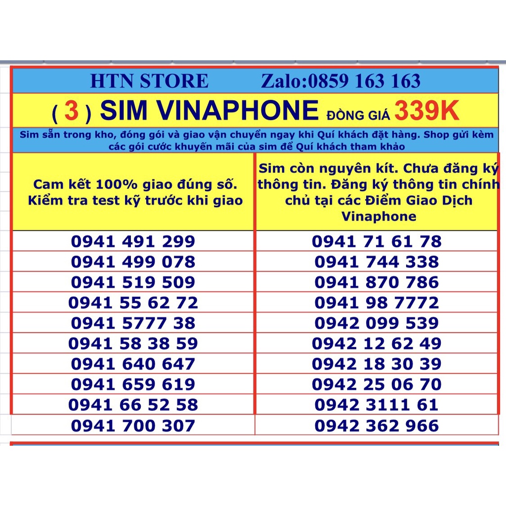 Sim số đẹp Vinaphone đồng giá 339k (3) – sim trả trước nghe gọi và 4G