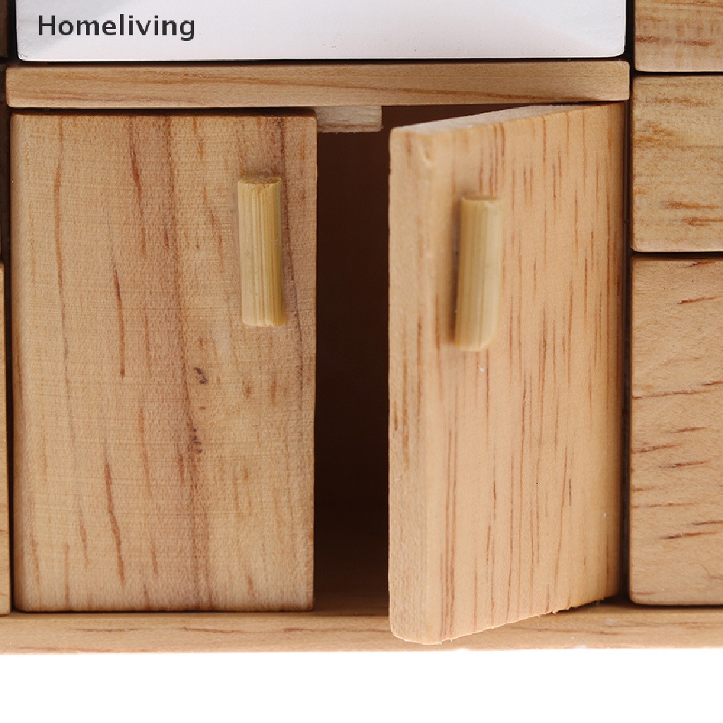 Mô Hình Tủ Chén / Bồn Rửa Bằng Gỗ Tỉ Lệ 1 / 12 Trang Trí Nhà Búp Bê