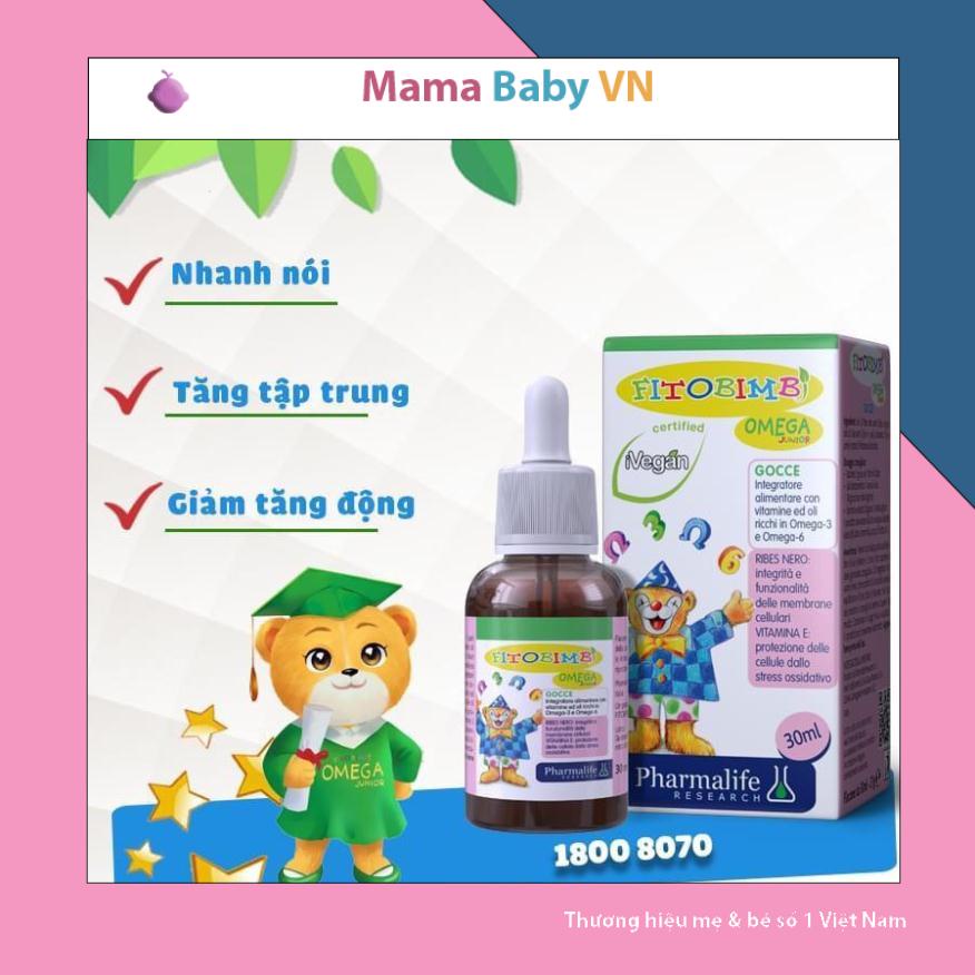 [Tặng quà 40k] Fitobimbi Omega Junior  Phát triển trí não cho bé Lọ nhỏ giọt 30ml Tặng quà tạp dề 40k