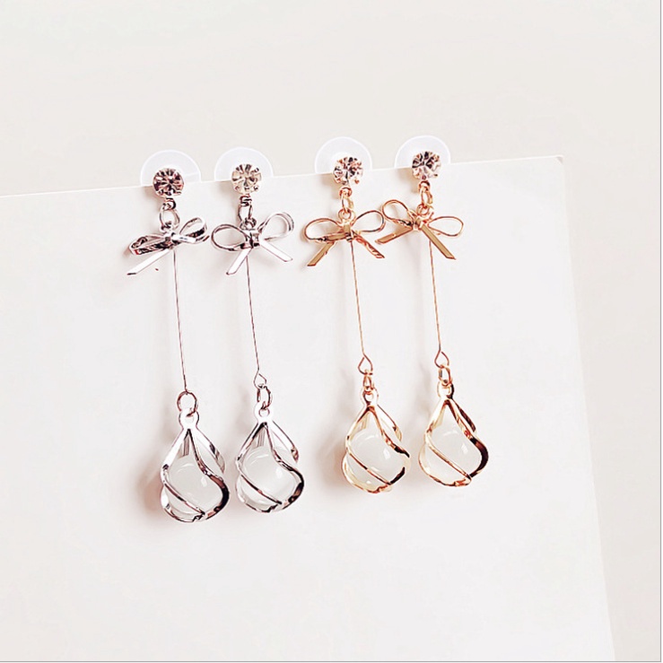 Đôi Khuyên Tai Dài Đính Đá Opal Tự Nhiên Thời Trang Cho Nữ