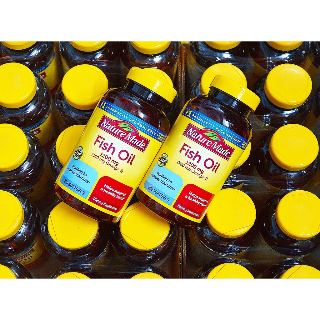 Viên uống Dầu cá Nature Made Fish Oil 1200 mg 360 mg OMEGA 3 chai 200 viên từ Mỹ