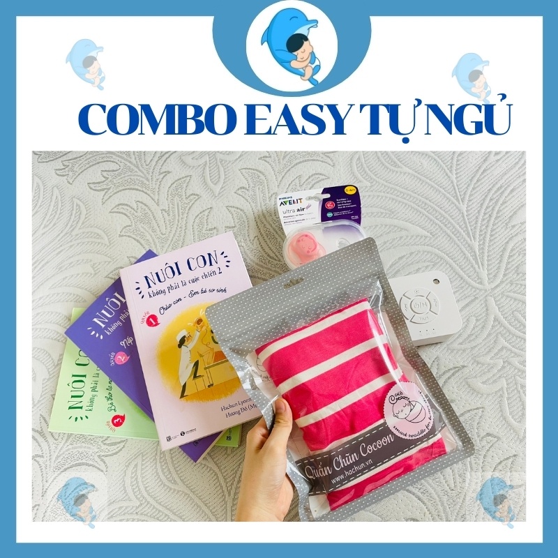 Combo công cụ cho bé tự ngủ gồm quấn chũn cocoon, ti giả, máy tiếng ồn trắng tặng hướng dẫn NCKPLCC