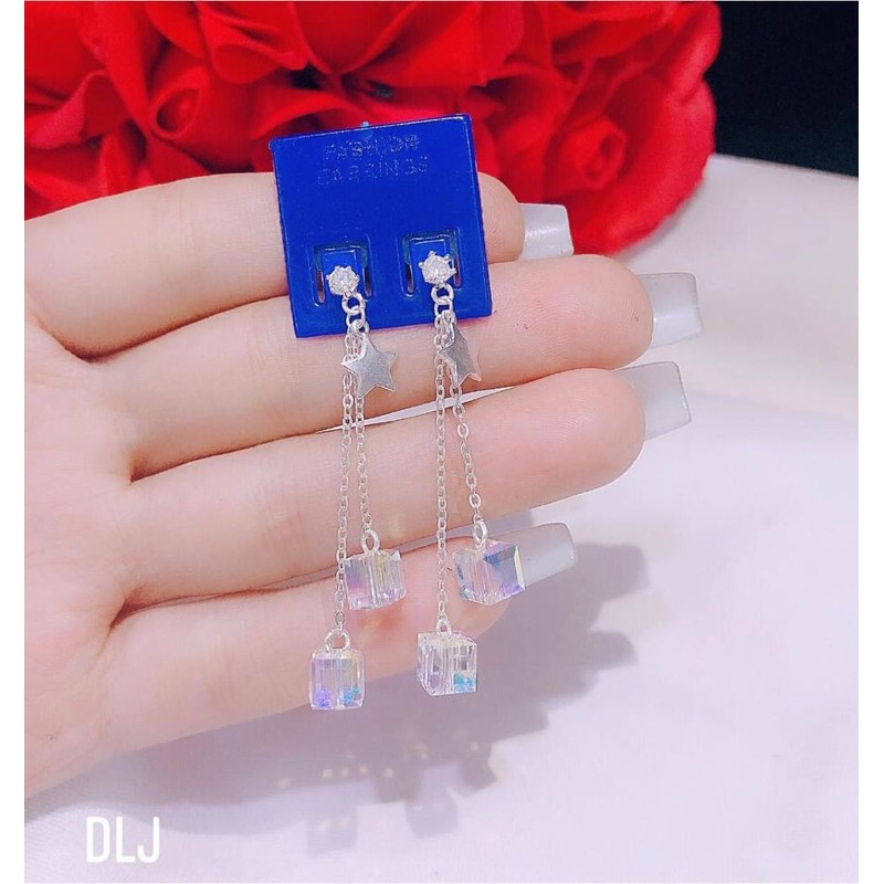 BÔNG TAI BẠC ĐÍNH PHA LÊ CAO CẤP