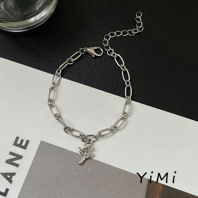 [mo] Vòng Đeo Tay Thiết Kế Đơn Giản Hình Hoa Hồng Nhỏ Cá Tính Cá Tính