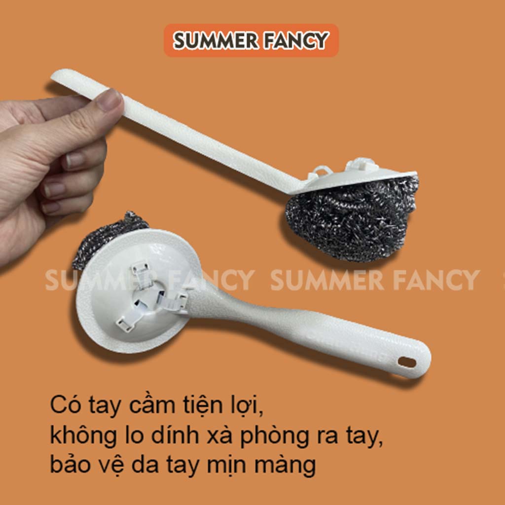 Chùi xoang thép có tay cầm, chà nồi, cọ rửa bùi nùi inox 21cm