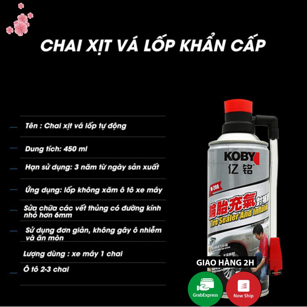 Bình xịt vá lốp bánh xe ô tô xe máy khẩn cấp tiện lợi