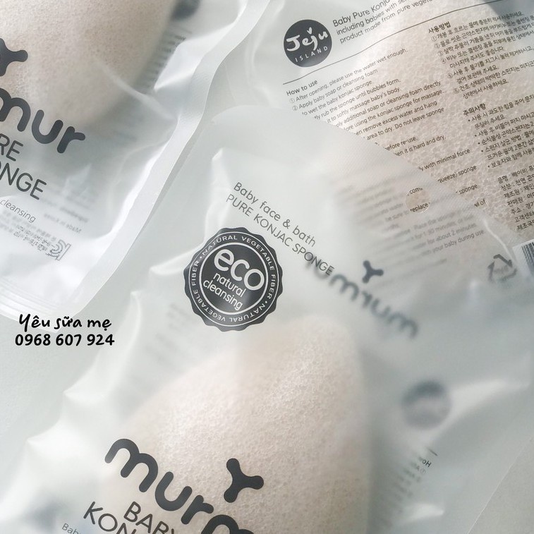 Bông tắm hữu cơ cho bé Murmur , bông tắm organic sợi tre nội địa Hàn Quốc  - Monnie Kids