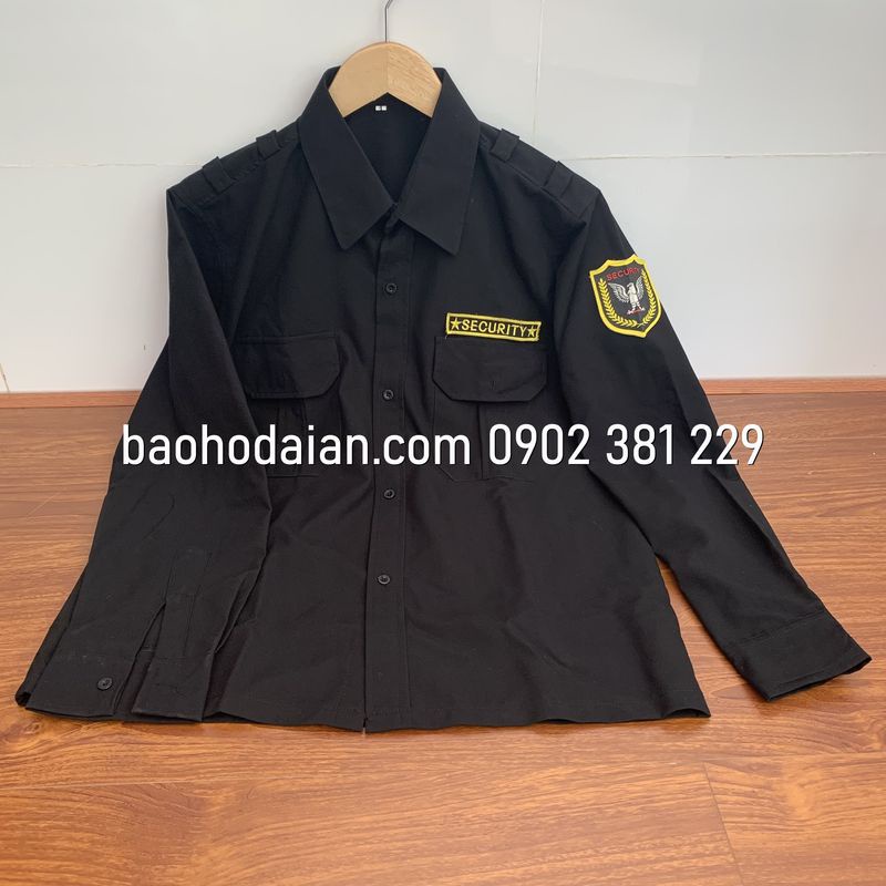 Áo bảo vệ, vệ sĩ màu đen vải kate ford thấm hút mồ hôI (kèm 2 logo)