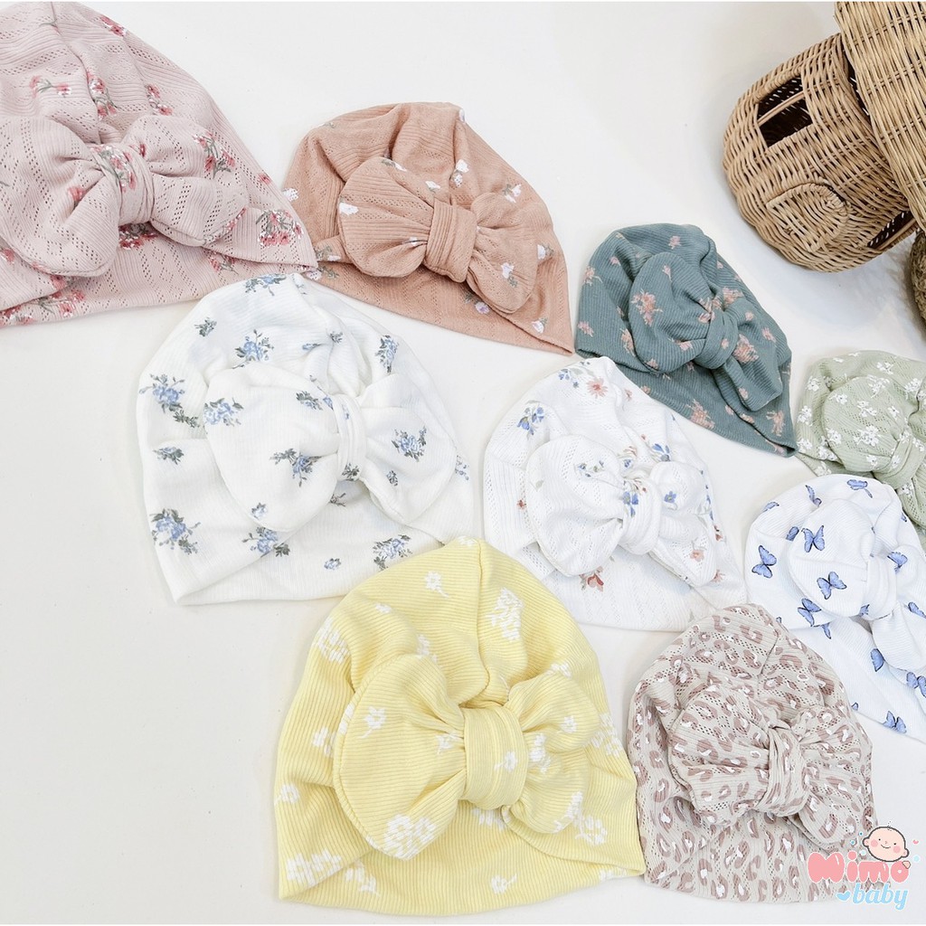 Mũ nón turban bé gái (5-10kg) - bộ sưu tập mùa hè vải thoáng khí Mimo Baby MTB15