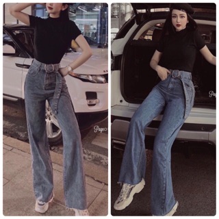 Quần jeans ống loe có size đại kèm belt