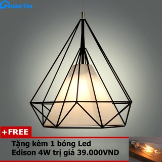 Đèn thả trần trang trí hình kim cương THCN09 + Tặng kèm bóng đèn Led Edison 4W