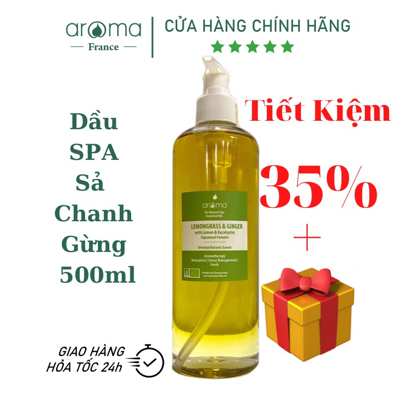 Dầu Massage Thiên Nhiên Aroma Sả Chanh &amp; gừng Lemongrass Ginger Oil 500ml