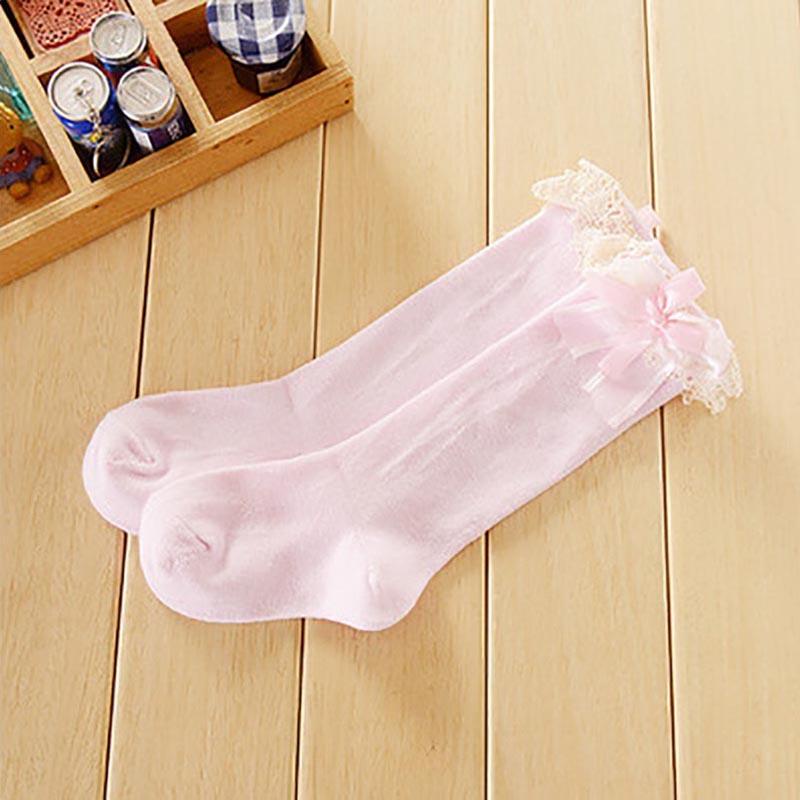 Vớ Cotton Viền Ren Hoa Mềm Mại Màu Trơn Dễ Thương Thoáng Khí Cho Bé Gái