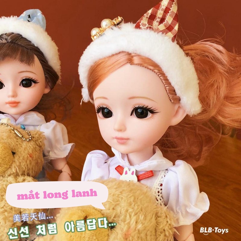 Búp bê barbie elsa kèm gấu bông 30cm cỡ lớn có khớp búp bê công chúa đồ chơi cho bé gái BOBIKIDS BE03